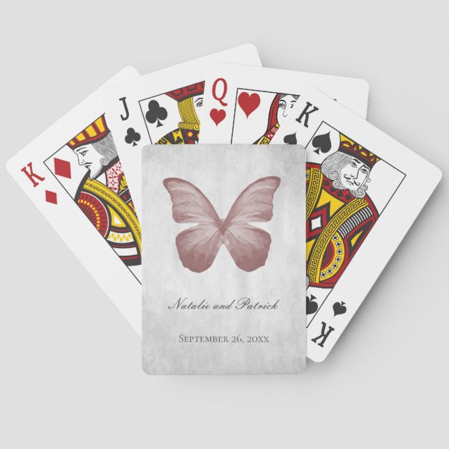 Jeu De Cartes Papillon rose Mariage Jouer des cartes (dos)
