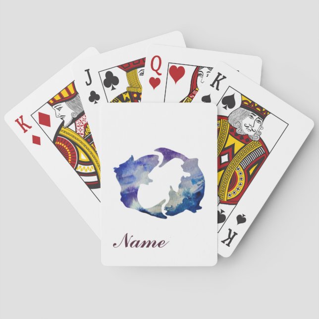 Jeu De Cartes Papillons Aquarelle Art Nom personnalisé (dos)