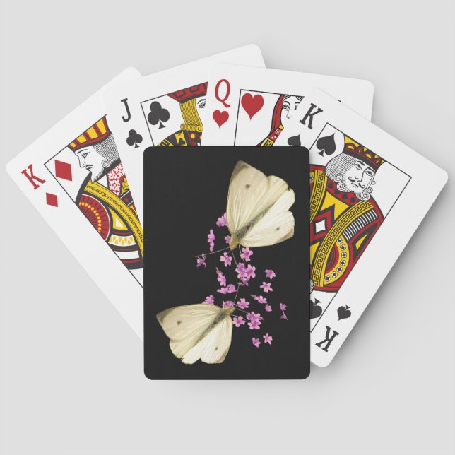 Jeu De Cartes Papillons et fleurs roses Jouer des cartes (dos)