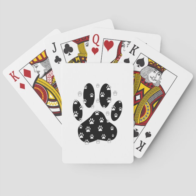 Jeu De Cartes Paquets blancs sur l'Empreinte de patte noir (dos)