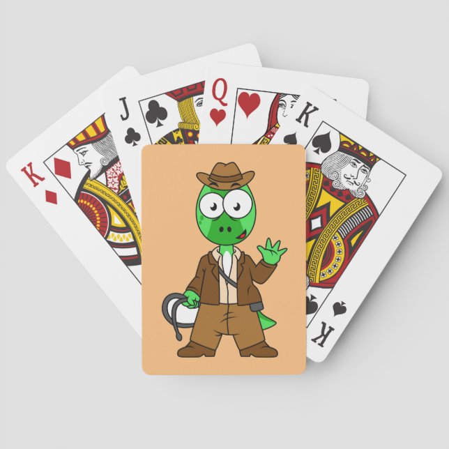 Jeu De Cartes Parasaurolophus Habillé Comme Indiana Jones. (dos)