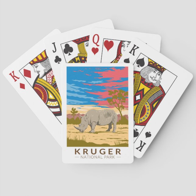 Jeu De Cartes Parc national de Kruger Rhinoceros blancs Art de v (dos)