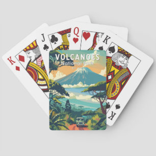 Jeu De Cartes Parc national des Volcans Rwanda Travel Art Vintag