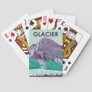 Jeu De Cartes Parc national du Glacier Montana Lac caché Vintage