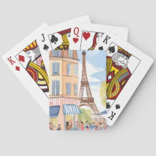 Jeu De Cartes Paris France Tour Eiffel Aquarelle Européenne