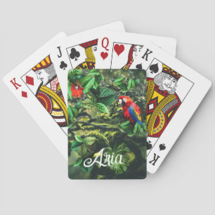 Jeu De Cartes Parrot écarlate macaw dans la jungle avec des fleu