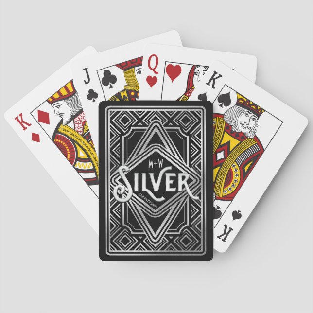 Jeu De Cartes Parties scintillant Art Déco Mariage 25e anniversa (dos)