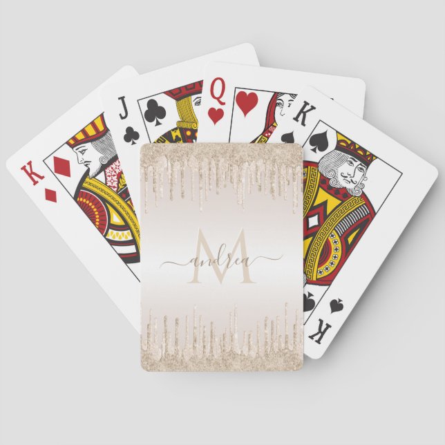 Jeu De Cartes Parties scintillant de champagne et Monogramme chi (dos)
