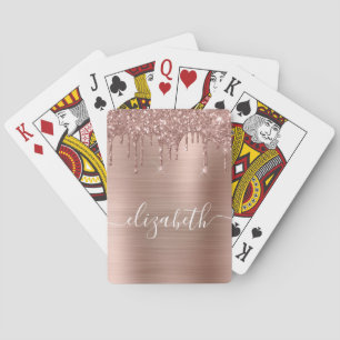Jeu De Cartes Parties scintillant de Rose or Monogramme Lecture
