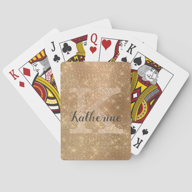 Jeu De Cartes Parties scintillant d'or métallique de fille Nom d (dos)