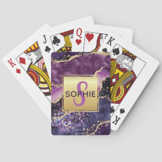 Jeu De Cartes Parties scintillant d'or violet & rose & Faux Mono