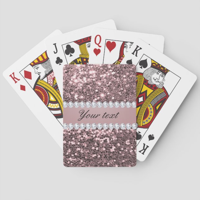 Jeu De Cartes Parties scintillant et diamants Gold Faux Rose ten (dos)