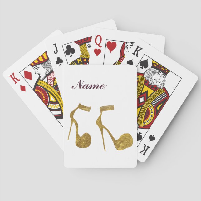 Jeu De Cartes Parties scintillant Golden High Heel Chaussures (dos)