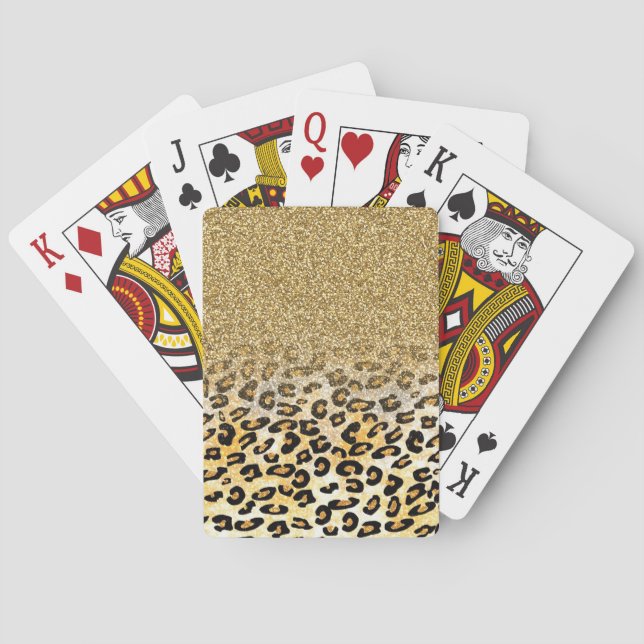 Jeu De Cartes Parties scintillant moderne Leopard Motif Gold  Om (dos)