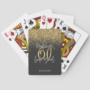 Jeu De Cartes Parties scintillant moderne noir et or 60e anniver