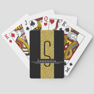 Jeu De Cartes Parties scintillant Monogramme Noir Or Vélos Carte