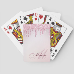 Jeu De Cartes parties scintillant monogramme rose d'or violet