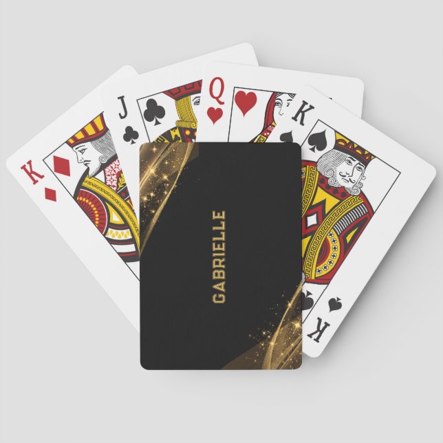 Jeu De Cartes Parties scintillant noir et or monogramme personna (dos)