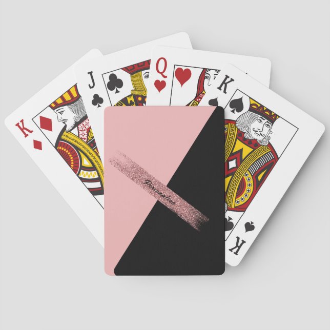 Jeu De Cartes Parties scintillant noire rose tendance glamour ch (dos)