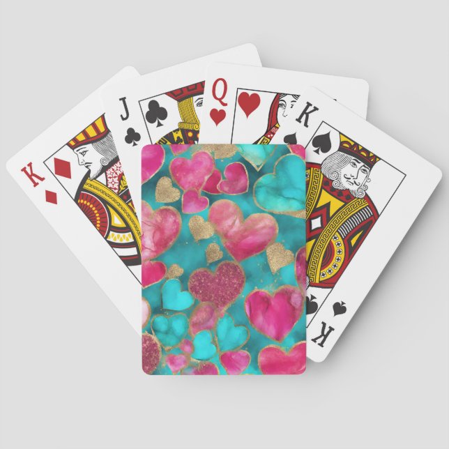 Jeu De Cartes Parties scintillant or rose mignonne Valentine Lov (dos)