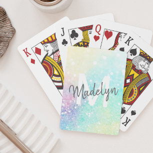 Jeu De Cartes Parties scintillant personnalisée Pastel Bokeh Mot