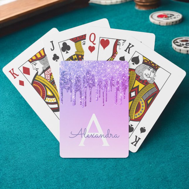Jeu De Cartes Parties scintillant pourpre et monogramme étincela (Créateur téléchargé)