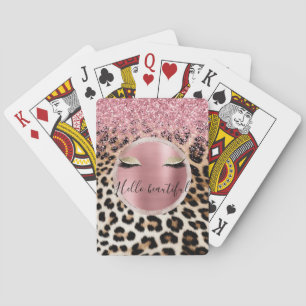 Jeu De Cartes Parties scintillant rose éclatante cils d'or léopa
