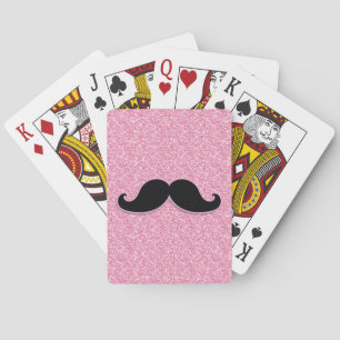 Jeu De Cartes Parties scintillant ROSE MUSTACHE NOIRE IMPRIMÉE