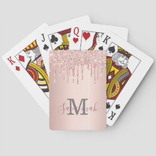 Jeu De Cartes Parties scintillant rose or brillant rose monogram