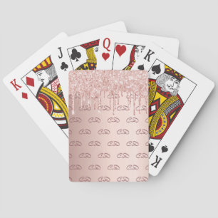 Jeu De Cartes parties scintillant rose or rose monogramme motif