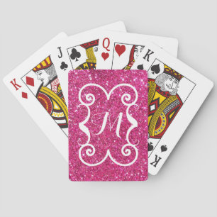 Jeu De Cartes Parties scintillant rose tendance Monogramme blanc