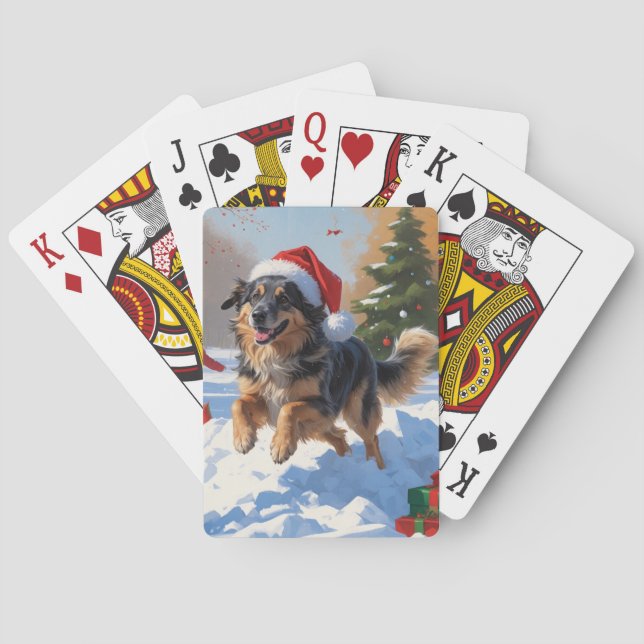 Jeu De Cartes Pasteur anatolien Noël Festif Neige (dos)