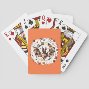 Jeu De Cartes Patchwork Chat d'Halloween aux couleurs d'automne