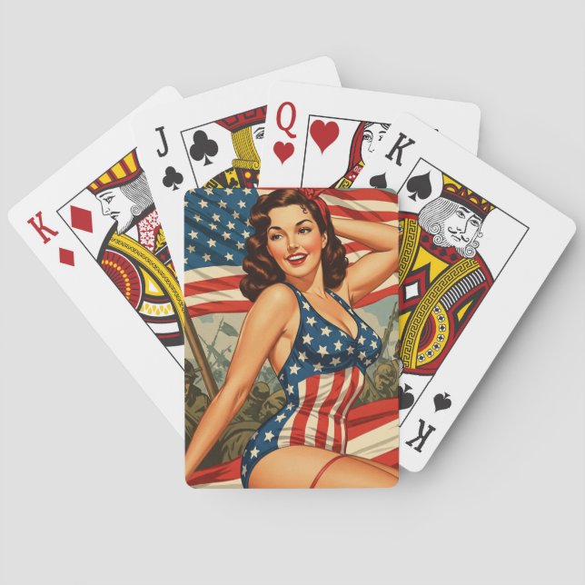 Jeu De Cartes Patriotique Pin Up Playards / Susan (dos)