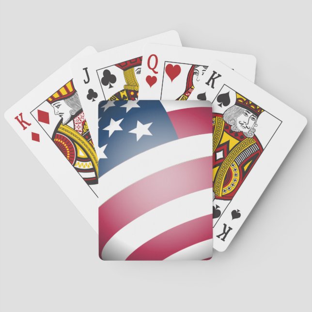 Jeu De Cartes Patriotique USA Rouge Blanc, Drapeau Bleu, Étoiles (dos)