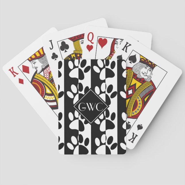 Jeu De Cartes Patrouilles De Chien Noir Et Blanc Et Monogramme D (dos)