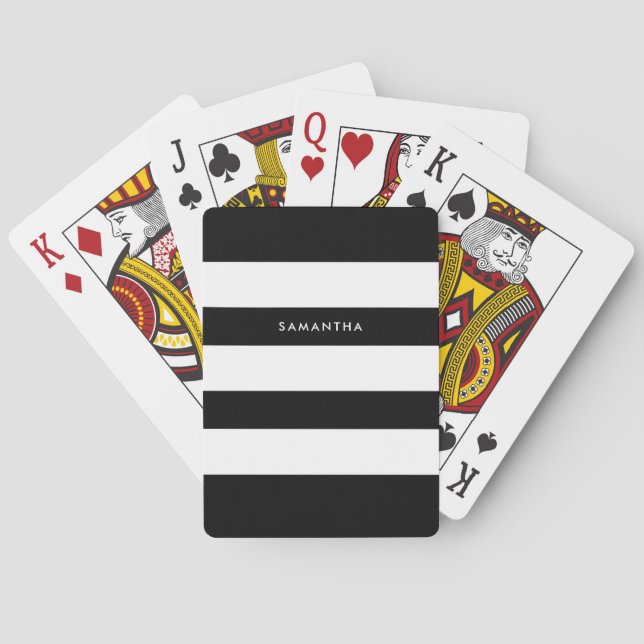 Jeu De Cartes Patte minimaliste moderne en noir et blanc rayé (dos)