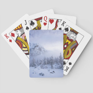 Jeu De Cartes Pays merveilleux d'hiver, brouillard, forêt d'épin