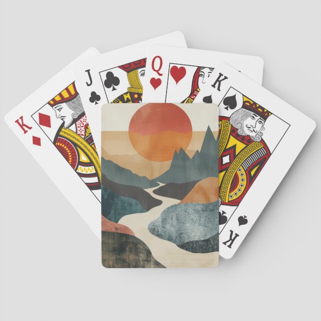 Jeu De Cartes Paysage Abstrait de Boho (5) (dos)