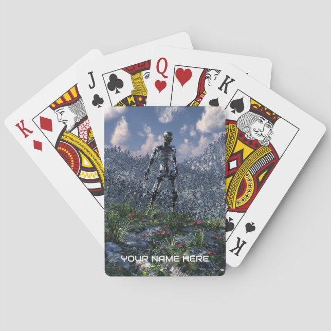 Jeu De Cartes Paysage futuriste avec robots (dos)