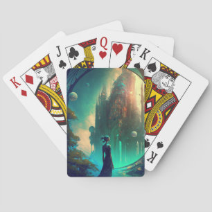 Jeu De Cartes Paysage futuriste du château d'Imaginaire