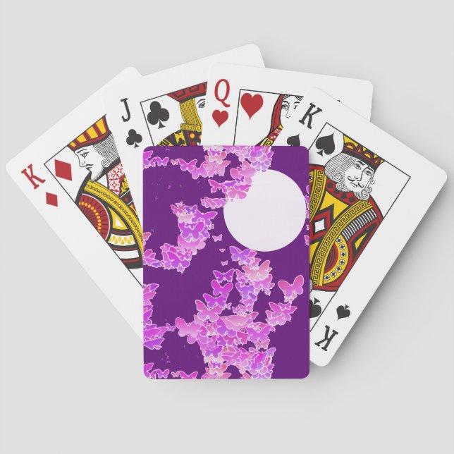 Jeu De Cartes Paysage lunaire avec papillons - orchidée, améthys (dos)