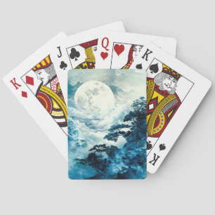 Jeu De Cartes Paysage mystique de montagne au clair de lune