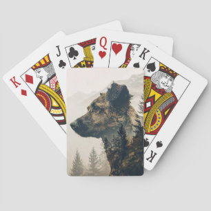 Jeu De Cartes Paysage rustique de la forêt de chiens Jouer des c