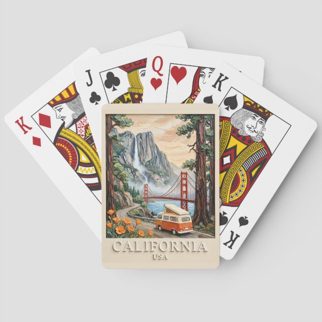 Jeu De Cartes Paysage Texturé 3D Vintage de Road Trip en Califor (dos)