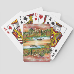JEU DE CARTES PAYSAGE TOSCANE / COUCHER DE SOLEIL RIVIER