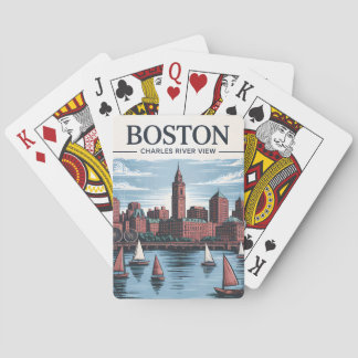 Jeu De Cartes Paysage urbain vintage de Boston Massachusetts & v