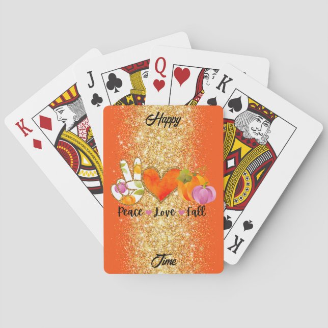 Jeu De Cartes Peace Love Automne Texte et couleur personnalisés (dos)