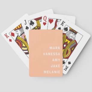 Jeu De Cartes Peach Family Names Monogramme Minimaliste Texte bl