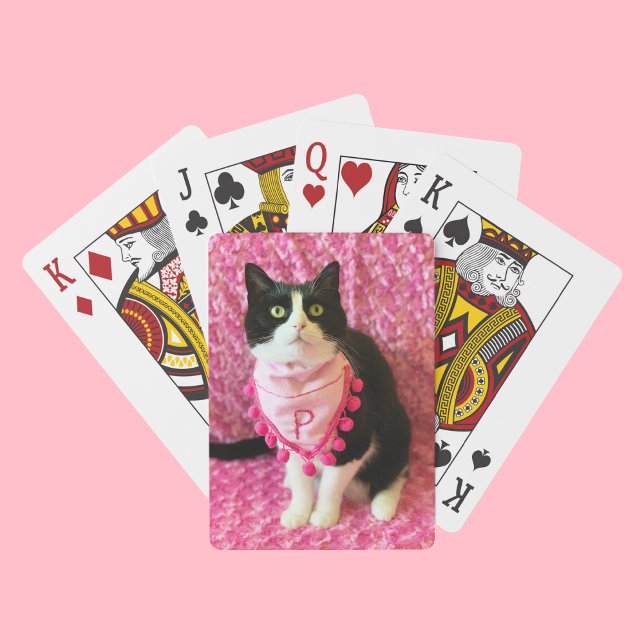 Jeu De Cartes Peaches Tuxedo Chat Pink Bandana Jouer des cartes (Créateur téléchargé)